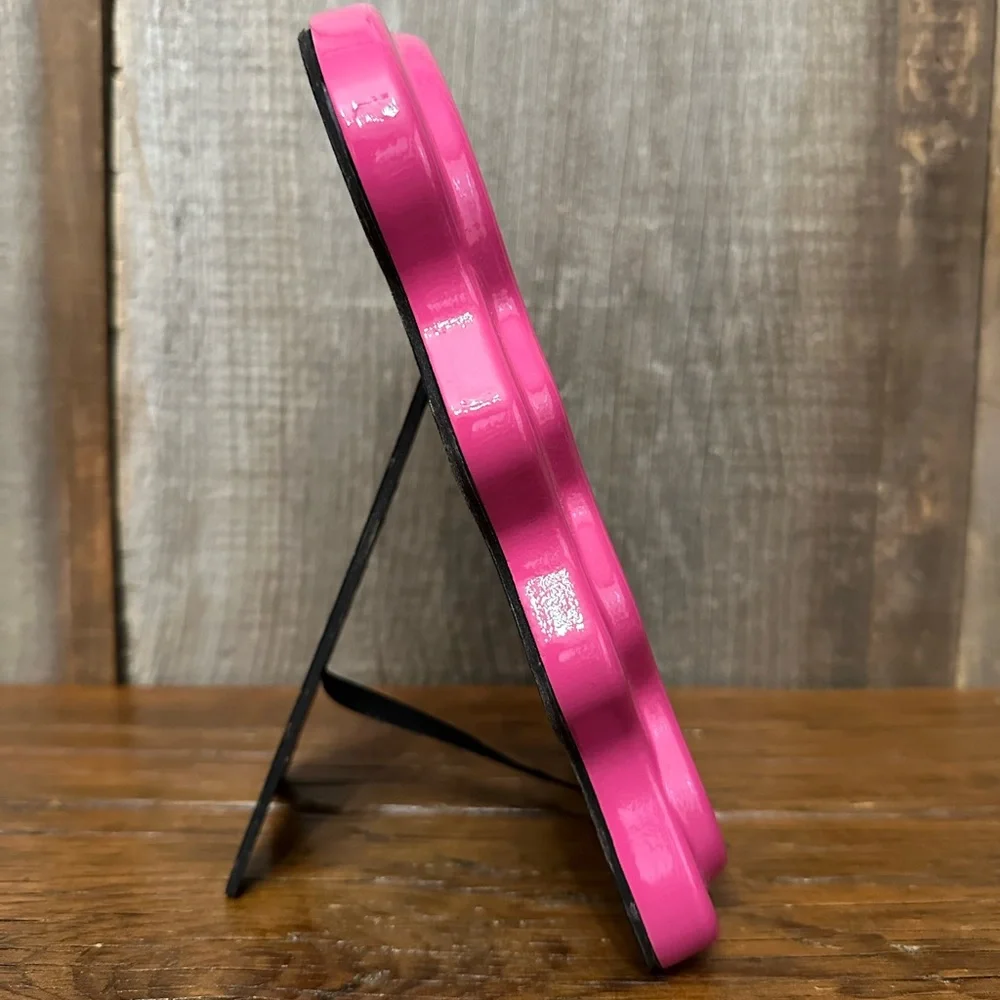 Scalloped Mirror in Hot Pink Wall Hanging or Tabletop - Picture 3 of 13